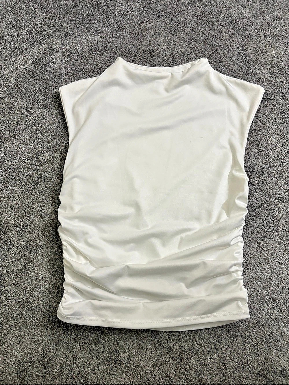 Live in the Moment Ruched Sleeveless Top in White Size Medium